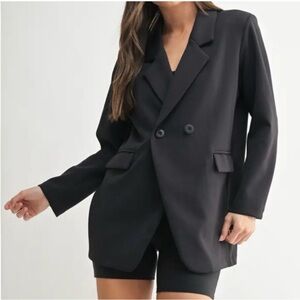 Mono B.  Black Double-Breasted Blazer. NWT.  Size Large.